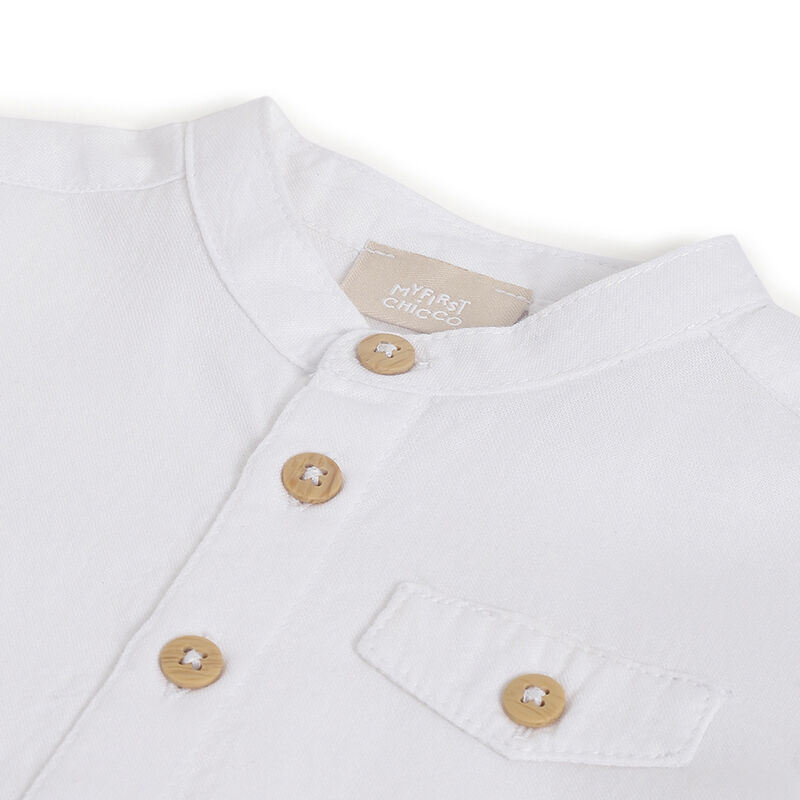 Boys White Solid Long Sleeve Shirt image number 2
